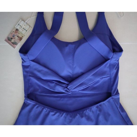 Halara Women's Sz M Blue Play It My Way 2-in-1 Mini Twist Back Activewear Dress - Picture 8 of 9